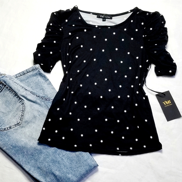 🏷YMI Ruched Shoulder Top - Picture 1 of 1